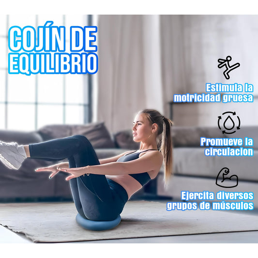 Cojin Yoga Sensorial Propioceptivo Tea Color Azul + Inflador