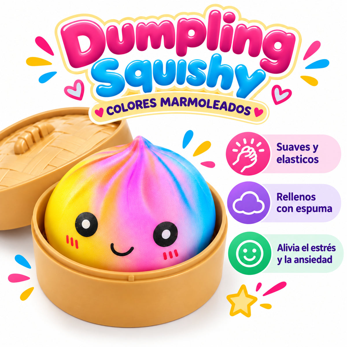 Squishy Dumpling Antiestrés de Espuma Marmoleado