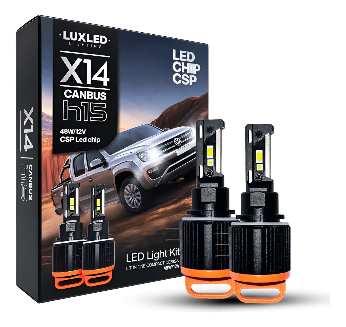 Kit Ampolletas Led X14 Canbus H15 48w Csp Led Chip H15