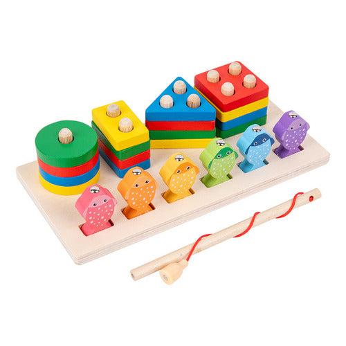 Juego De Pesca Magnético Y Encaje De Madera Montessori