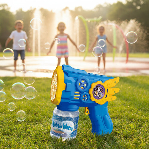 Pistola De Burbujas Color Azul Lanza Burbujas