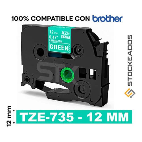 Cinta Tze-735 Brother Alternativa 12mmx8m Verde