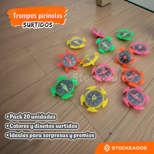 Pack 20 Mini Trompos Pirinolas Surtidos – Juguete Sorpresa Cumpleaños
