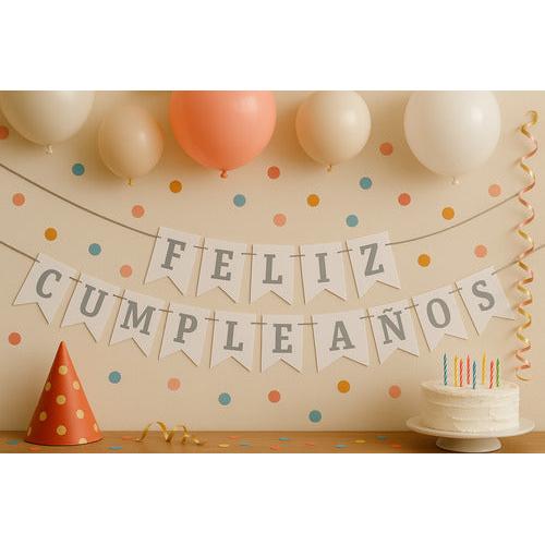 Guirnalda Banderin Feliz Cumpleaños Color Blanco