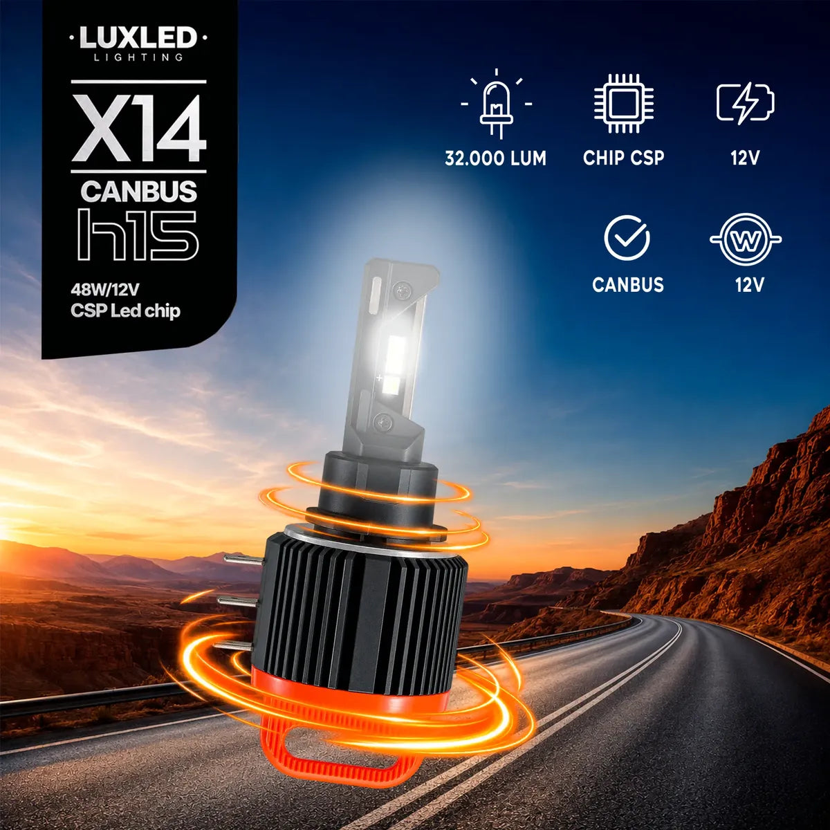 Kit Ampolletas Led X14 Canbus H15 48w Csp Led Chip H15