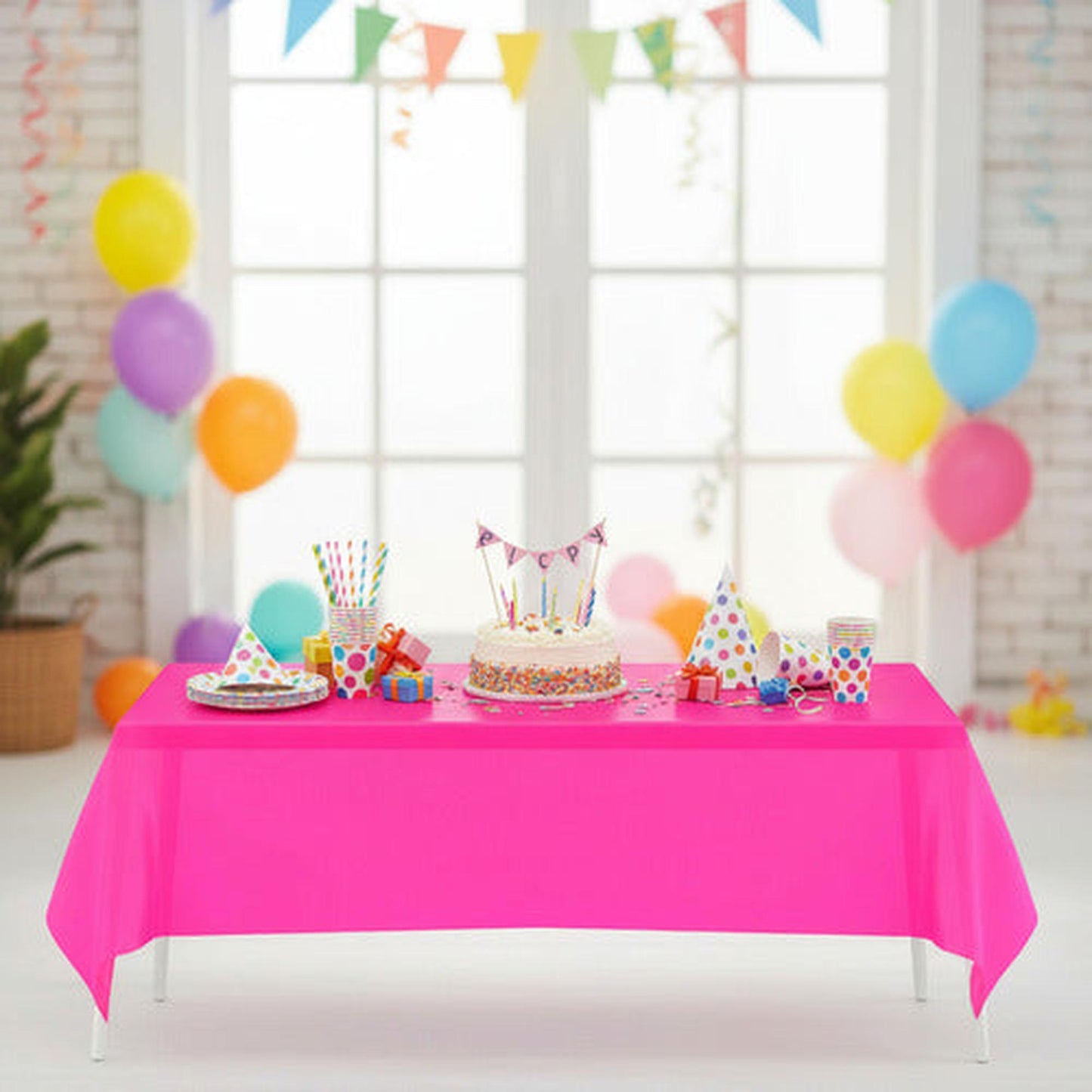 Mantel Plastico 137x274cm Color Fucsia Para Cumpleaños
