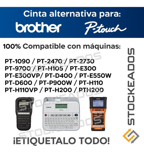 Cinta Tze-335 Brother Alternativa 12mmx8m Negra