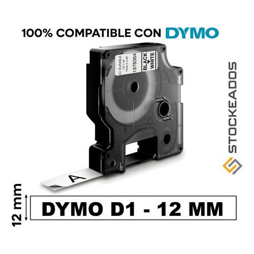 Cinta D1 Dymo 12mmx7m letras negras fondo blanco alternativa