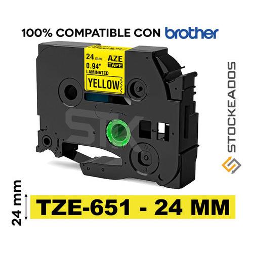 Cinta Amarilla Tze-651 Para Rotuladora Brother 24mm X 8m