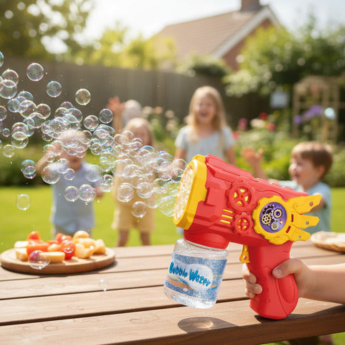 Pistola De Burbujas Color Rojo Lanza Burbujas
