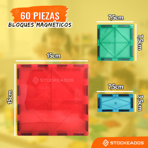 Bloques De Construcción Magnéticos 60 Piezas Juguete Educativo STEM Niños