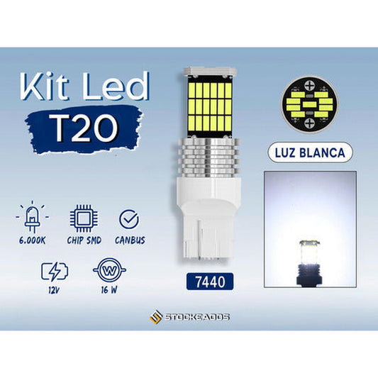 Pack 2 Ampolletas Led T20 Canbus 7440 12v