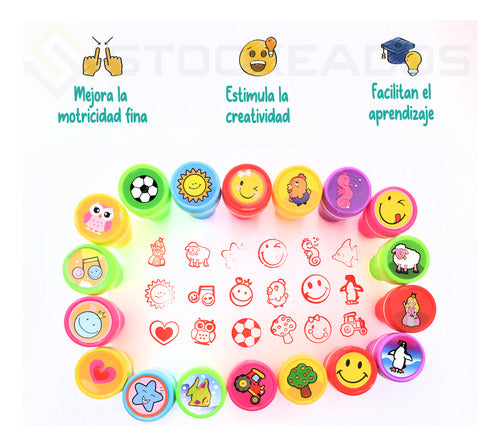 Pack 20 Timbres Sellos Niños Sorpresa Cumpleaños