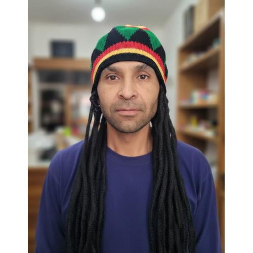 Peluca Gorro Disfraz De Rasta Con Pelo Largo Disfraz Hippie