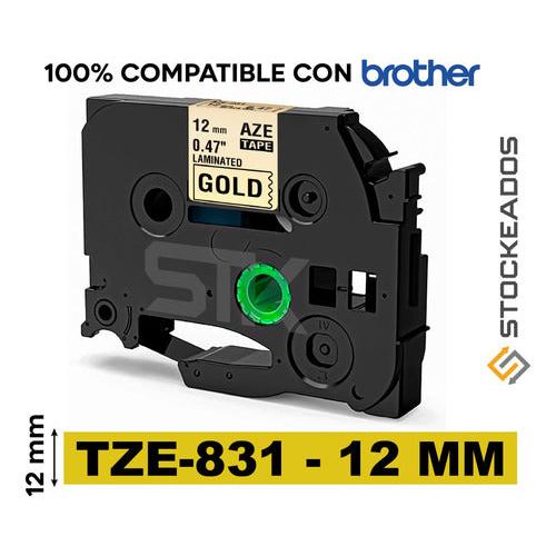 Cinta Tze-831 Alternativa 12mmx8m Dorado Letras Negras