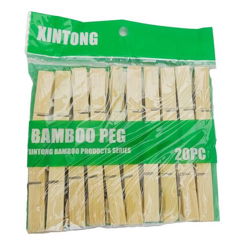 Pack 20 Perros De Ropa Madera Pinzas Bambu 6x1cm Colgadores