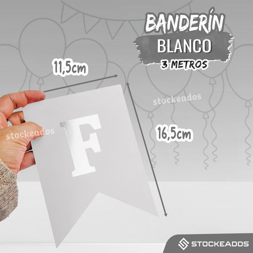 Guirnalda Banderin Feliz Cumpleaños Color Blanco