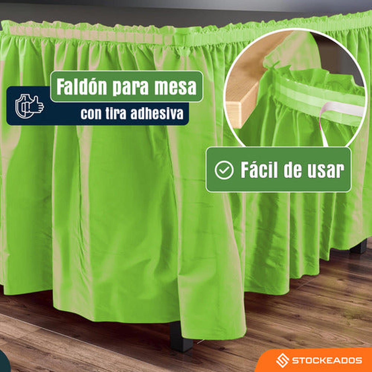 Faldón De Mesa Color Verde Lima 74 X 426cm Decoración Fiesta