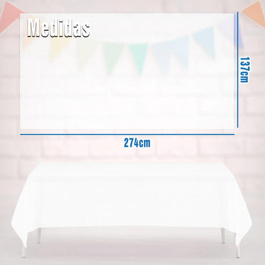 Mantel Plastico 137x274cm Color Blanco Para Cumpleaños