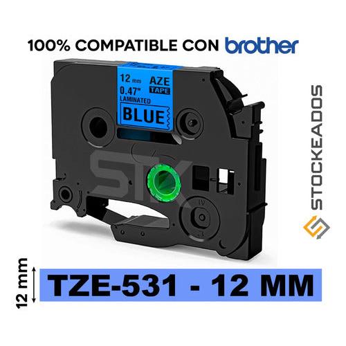 Cinta Tze-531 Alternativa 12mmx8m Azul Letras Negras