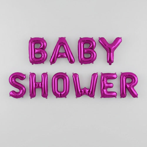Globos Baby Shower Fucsia Letras Baby Shower Niña