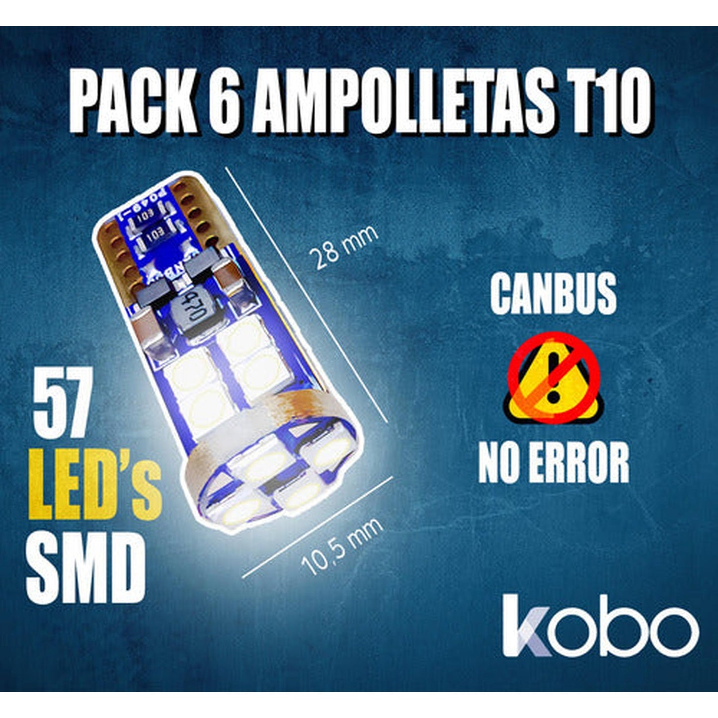 Pack 6 Ampolletas Luces Led T10 - W5w Cola De Pescado 5w