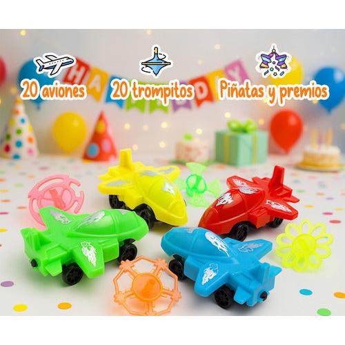 pack 20 aviones y trompitos juguetes sorpresa cumpleaños niños