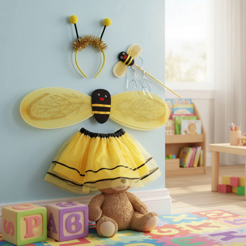 Disfraz Abejita Niñas Conjunto Cintillo Varita Alitas Y Tutu