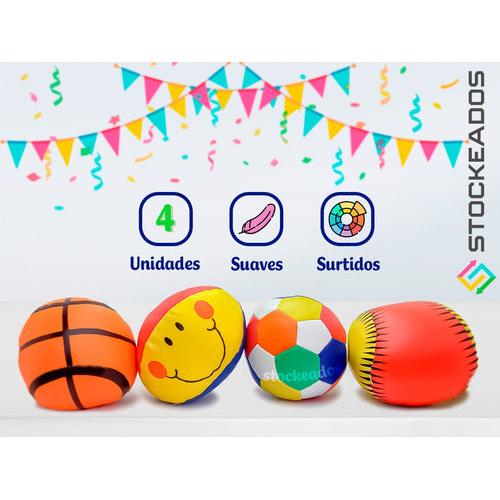 Pack 4 Pelotas Suaves para Bebé – Juguete Sensorial de Estimulación