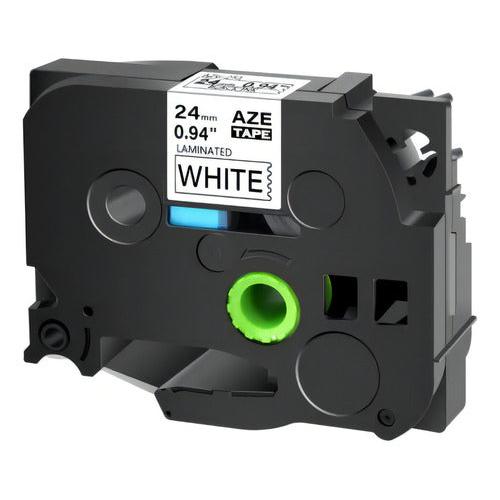Cinta Rotuladora Compatible Brother Tze-251 24mm Negro Sobre Blanco 8m