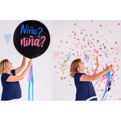 Globo Gigante Revelación Genero 90cm Con Confeti Niño O Niña