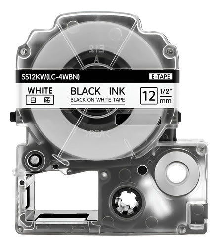Cinta Blanca Lk-4wbn Alternativa Rotuladora Epson 12mmx8m