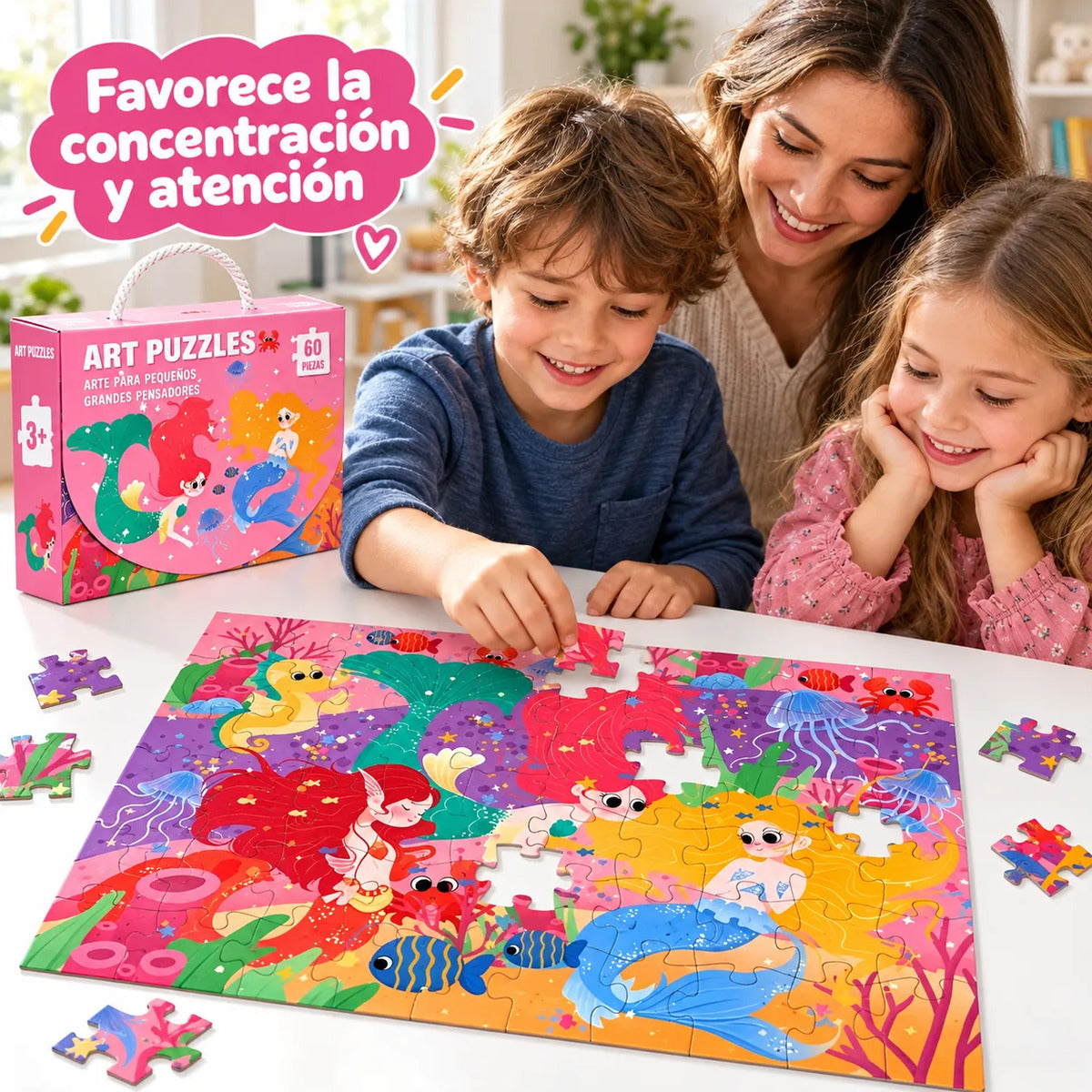Puzzle Rompecabezas 60 Piezas Para Niños Sirenas