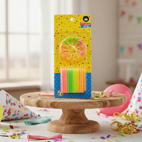 24 Velas De Cumpleaños Color Flúor Neón Fiestas Flúor