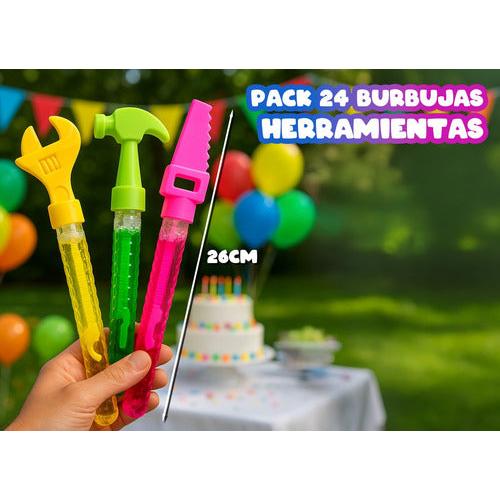 Pack 24 Burbujas Vara 26cm Para Niños Diseños Cumpleaños