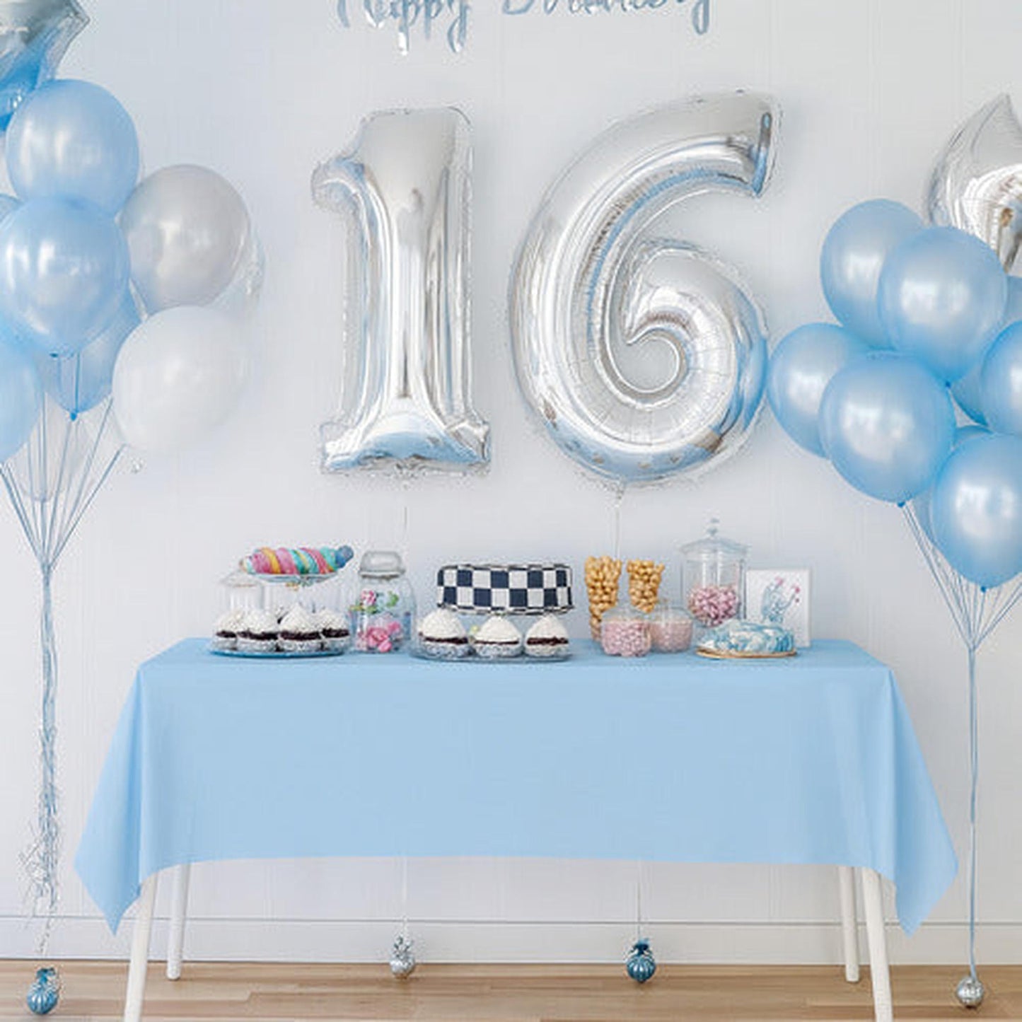Mantel Plastico 137x274cm Color Celeste Para Cumpleaños