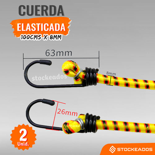 Pack 2 Cuerdas Elasticas 1mtx8mm Eslinga Amarre Pulpo
