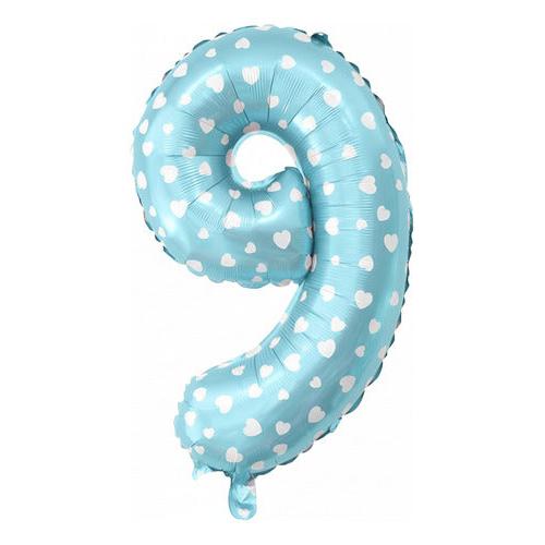 Globo Numero 9 Celeste 53cm