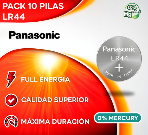 Pack 10 Pilas Lr44/a76/g13a Alcalinas Panasonic Tipo Boton