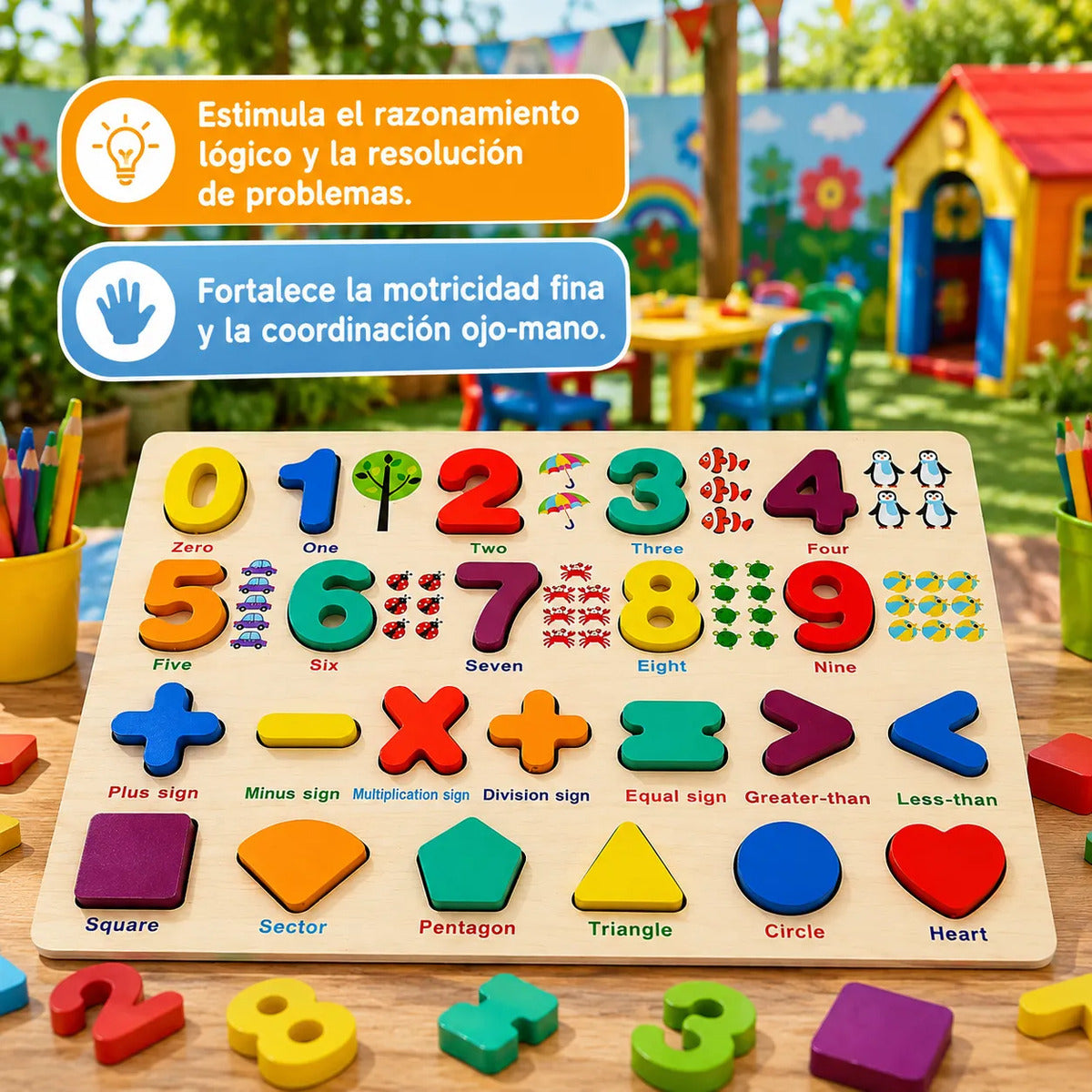 Encaje De Números De Madera Juego Didáctico Para Niños Surtido