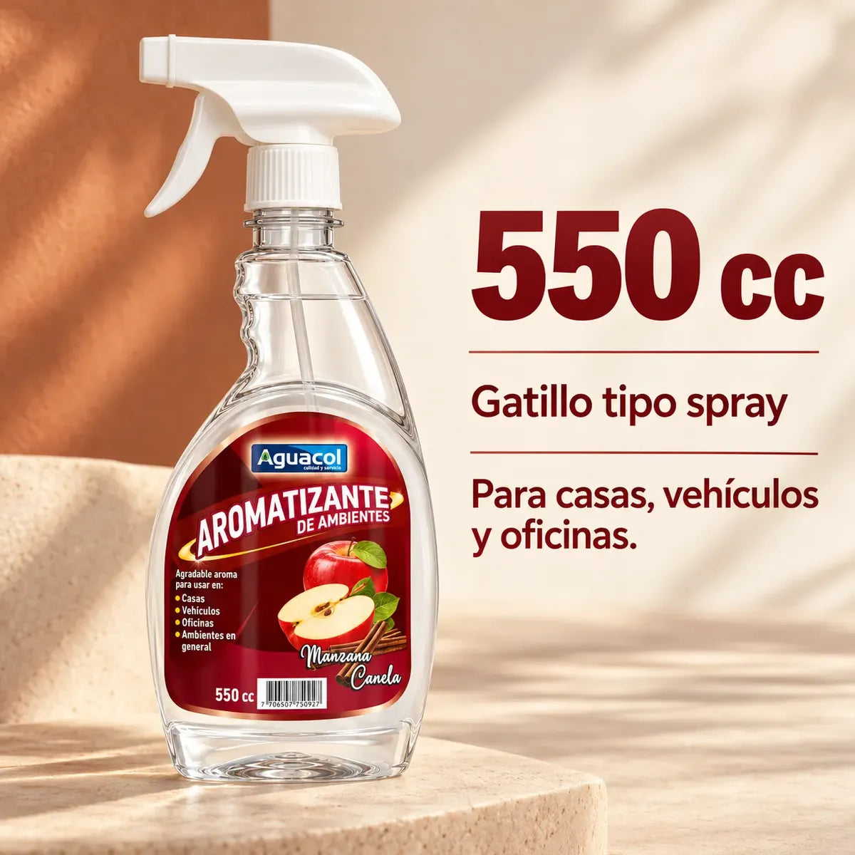 Aromatizante Aguacol Manzana Canela 550 cc para Auto y Hogar