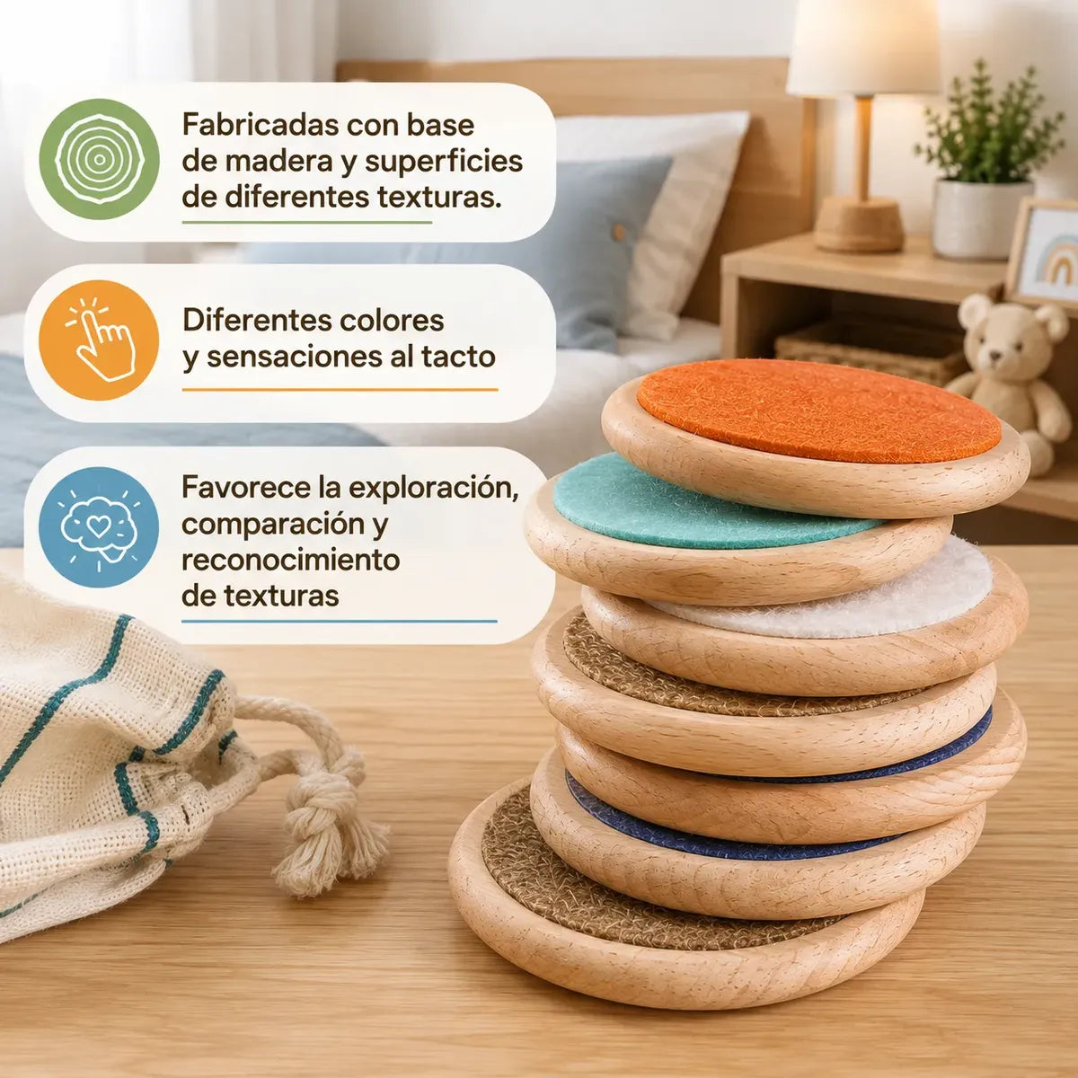 Fichas De Texturas Sensoriales En Madera Educativa Didáctico