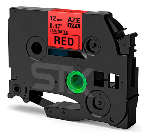 Cinta Tze-431 Alternativa 12mmx8m Roja Letras Negras