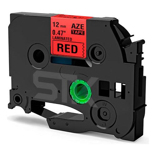Cinta Tze-431 Alternativa 12mmx8m Roja Letras Negras