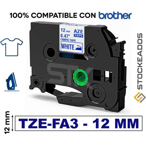 Cinta Tze-fa3 Termotransferible 12mmx3m Blanca Letras Azul