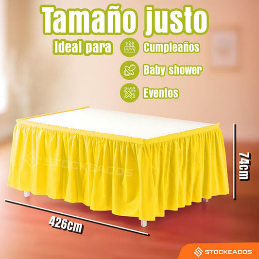 Faldón De Mesa Color Amarillo 74 X 426cm Decoración Fiestas
