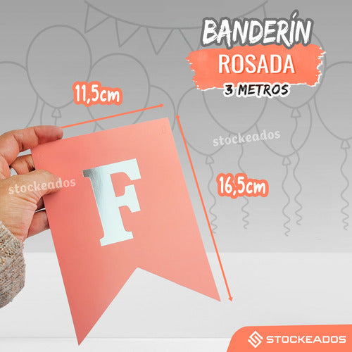 Guirnalda Banderin Feliz Cumpleaños Color Rosado