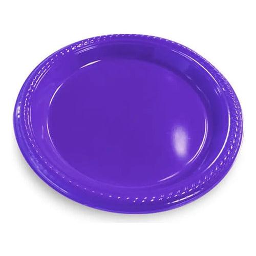 Pack 10 Platos Plásticos Desechable Cumpleaños 17cm Morado