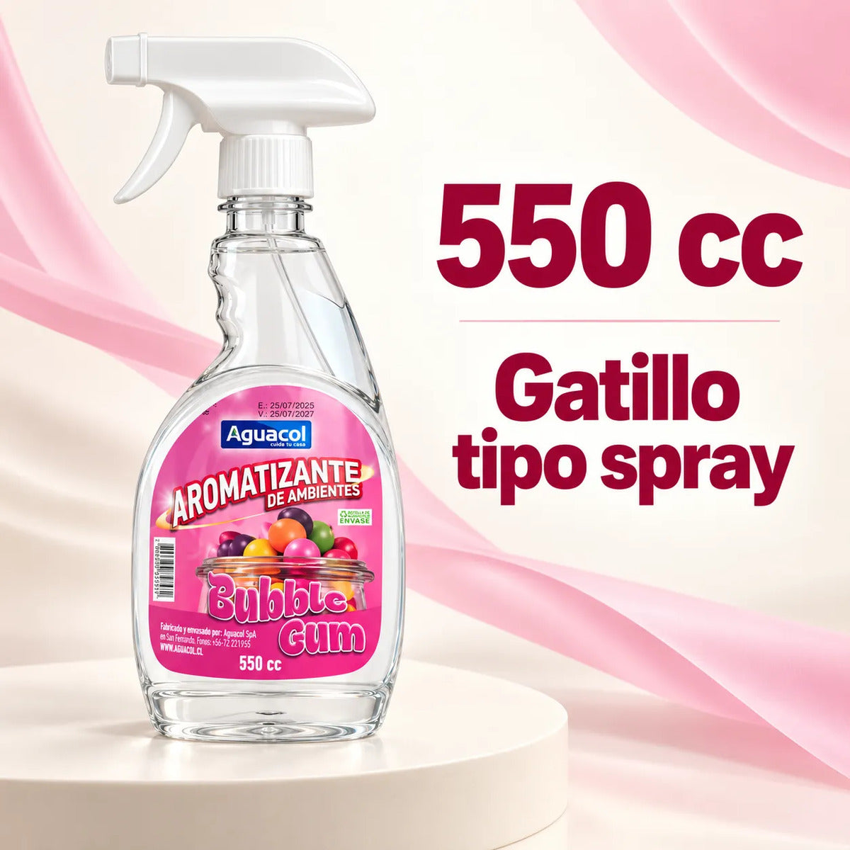 Aromatizante Aguacol Bubble Gum 550 cc para Auto y Hogar