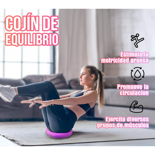 Cojin Yoga Sensorial Propioceptivo Tea Color Rosado + Inflador